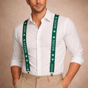 Baileys Green Logo Suspenders – Adjustable Novelty Accessory